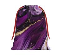 MUFLVDX Dark Purple Texture Marble Print Christmas Gift Bags,Multi Purpose Drawstring Gift Pouches,For Xmas,Weddings,Parties,Gifts,Candy