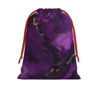 MUFLVDX Dark Purple Texture Marble Print Christmas Gift Bags,Multi Purpose Drawstring Gift Pouches,For Xmas,Weddings,Parties,Gifts,Candy