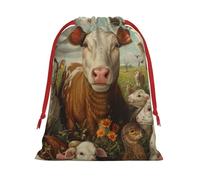 MUFLVDX Farm Animal Print Christmas Gift Bags,Multi Purpose Drawstring Gift Pouches,For Xmas,Weddings,Parties,Gifts,Candy