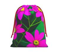 MUFLVDX Flower Leaves Purple Red Flower Print Christmas Gift Bags,Multi Purpose Drawstring Gift Pouches,For Xmas,Weddings,Parties,Gifts,Candy