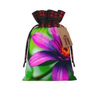 Muflvdx Flower Leaves Purple Red Flower Print Christmas Gift Bags,Reusable Holiday Bags For Gifts,For Christmas,Birthdays,Parties