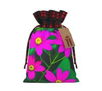 Muflvdx Flower Leaves Purple Red Flower Print Christmas Gift Bags,Reusable Holiday Bags For Gifts,For Christmas,Birthdays,Parties