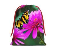 MUFLVDX Flowers Colorful Butterfly Print Christmas Gift Bags,Multi Purpose Drawstring Gift Pouches,For Xmas,Weddings,Parties,Gifts,Candy