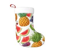 MUFLVDX Fresh Juicy Fruits Pineapple Berries Grape Orange Print Christmas Stockings Soft Personalized Xmas Stockings, For Gifts,Candy,Holiday Decorations, Black, One size