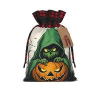 Muflvdx Green Ghost Horror Halloween Pumpkin Print Christmas Gift Bags,Reusable Holiday Bags For Gifts,For Christmas,Birthdays,Parties