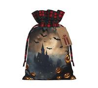 Muflvdx Halloween Flying Bats Print Christmas Gift Bags,Reusable Holiday Bags For Gifts,For Christmas,Birthdays,Parties