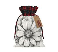 Muflvdx Hand Drawn Flower Print Christmas Gift Bags,Reusable Holiday Bags For Gifts,For Christmas,Birthdays,Parties