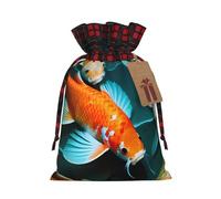 Muflvdx Hd Japanese Koi Fish Print Christmas Gift Bags,Reusable Holiday Bags For Gifts,For Christmas,Birthdays,Parties