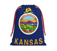 MUFLVDX Kansas State Flag Print Christmas Gift Bags,Multi Purpose Drawstring Gift Pouches,For Xmas,Weddings,Parties,Gifts,Candy