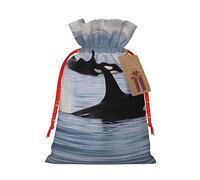 Muflvdx Killer Whales Swim Along Print Sacks Drawstring Bags,Gift Bags Reusable Easy To Wrap,For Birthdays,Holidays,Christmas Bags