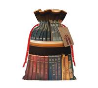 Muflvdx Library Bookshelf Print Sacks Drawstring Bags,Gift Bags Reusable Easy To Wrap,For Birthdays,Holidays,Christmas Bags