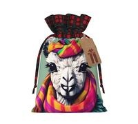 Muflvdx Llama In A Scarf Print Christmas Gift Bags,Reusable Holiday Bags For Gifts,For Christmas,Birthdays,Parties
