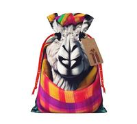 Muflvdx Llama In A Scarf Print Sacks Drawstring Bags,Gift Bags Reusable Easy To Wrap,For Birthdays,Holidays,Christmas Bags