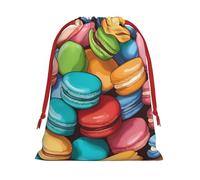 MUFLVDX Macaron Biscuit Flavored Print Christmas Gift Bags,Multi Purpose Drawstring Gift Pouches,For Xmas,Weddings,Parties,Gifts,Candy