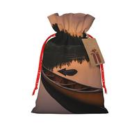 Muflvdx Moonlit Canoe Allagash River Print Sacks Drawstring Bags,Gift Bags Reusable Easy To Wrap,For Birthdays,Holidays,Christmas Bags