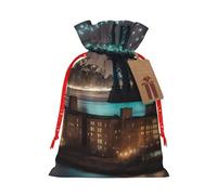 Muflvdx New York Manhattan Bridge Night Print Sacks Drawstring Bags,Gift Bags Reusable Easy To Wrap,For Birthdays,Holidays,Christmas Bags