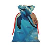 Muflvdx Ocean Dolphin Looking At You Print Sacks Drawstring Bags,Gift Bags Reusable Easy To Wrap,For Birthdays,Holidays,Christmas Bags