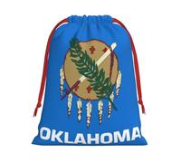 MUFLVDX Oklahoma State Flag Print Christmas Gift Bags,Multi Purpose Drawstring Gift Pouches,For Xmas,Weddings,Parties,Gifts,Candy