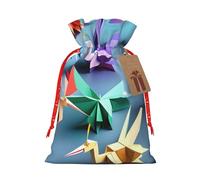 Muflvdx Origami Multicolor Papercraft Cranes Print Sacks Drawstring Bags,Gift Bags Reusable Easy To Wrap,For Birthdays,Holidays,Christmas Bags
