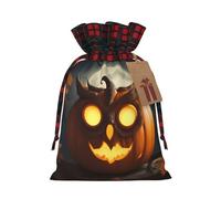 Muflvdx Owl Pumpkin Happy Halloween Print Christmas Gift Bags,Reusable Holiday Bags For Gifts,For Christmas,Birthdays,Parties