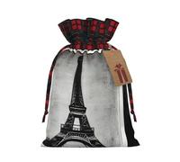 Muflvdx Parisian Coffee Eiffel Tower Print Christmas Gift Bags,Reusable Holiday Bags For Gifts,For Christmas,Birthdays,Parties