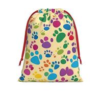 MUFLVDX Paw Prints Art Print Christmas Gift Bags,Multi Purpose Drawstring Gift Pouches,For Xmas,Weddings,Parties,Gifts,Candy
