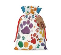 Muflvdx Paw Prints Art Print Sacks Drawstring Bags,Gift Bags Reusable Easy To Wrap,For Birthdays,Holidays,Christmas Bags
