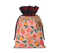 Muflvdx Pink Peach Pattern Seamless Pattern Print Christmas Gift Bags,Reusable Holiday Bags For Gifts,For Christmas,Birthdays,Parties