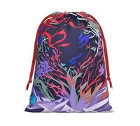 MUFLVDX Purple Butterfly Print Christmas Gift Bags,Multi Purpose Drawstring Gift Pouches,For Xmas,Weddings,Parties,Gifts,Candy
