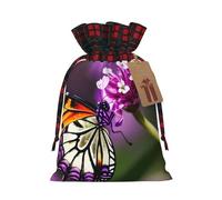 Muflvdx Purple Plum Butterfly Print Christmas Gift Bags,Reusable Holiday Bags For Gifts,For Christmas,Birthdays,Parties