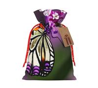 Muflvdx Purple Plum Butterfly Print Sacks Drawstring Bags,Gift Bags Reusable Easy To Wrap,For Birthdays,Holidays,Christmas Bags