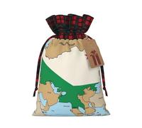 Muflvdx Republic Of Uzbekistan Flag Map Print Christmas Gift Bags,Reusable Holiday Bags For Gifts,For Christmas,Birthdays,Parties