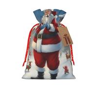 Muflvdx Santa Claus Snow Secenry Print Sacks Drawstring Bags,Gift Bags Reusable Easy To Wrap,For Birthdays,Holidays,Christmas Bags