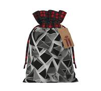 Muflvdx Silver Geometric Figure Print Christmas Gift Bags,Reusable Holiday Bags For Gifts,For Christmas,Birthdays,Parties