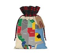 Muflvdx South Sudan Composition Map Print Christmas Gift Bags,Reusable Holiday Bags For Gifts,For Christmas,Birthdays,Parties