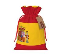 Muflvdx Spanish Flag Print Sacks Drawstring Bags,Gift Bags Reusable Easy To Wrap,For Birthdays,Holidays,Christmas Bags