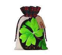 Muflvdx St Patricks Day Leaves Print Christmas Gift Bags,Reusable Holiday Bags For Gifts,For Christmas,Birthdays,Parties