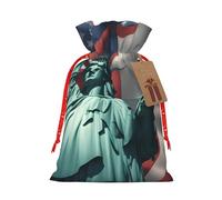 Muflvdx Statue Of Liberty Flag Print Sacks Drawstring Bags,Gift Bags Reusable Easy To Wrap,For Birthdays,Holidays,Christmas Bags