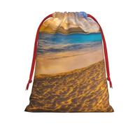 MUFLVDX Sunset Hawaiian Palm Tree Print Christmas Gift Bags,Multi Purpose Drawstring Gift Pouches,For Xmas,Weddings,Parties,Gifts,Candy