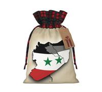 Muflvdx Syrian Arab Republic Flag Map Print Christmas Gift Bags,Reusable Holiday Bags For Gifts,For Christmas,Birthdays,Parties