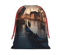 MUFLVDX Venice Night Print Christmas Gift Bags,Multi Purpose Drawstring Gift Pouches,For Xmas,Weddings,Parties,Gifts,Candy