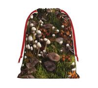 MUFLVDX Wild Mushroom Print Christmas Gift Bags,Multi Purpose Drawstring Gift Pouches,For Xmas,Weddings,Parties,Gifts,Candy