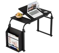 mufojyez 40cm Wide Foldable Over Bed Table, Adjustable Tilt Laptop Desk with Storage, Adjustable Height and Length Portable Computer Table, Sofa Bed Side Table for Home Office & Nursing 80 Black 80 cm