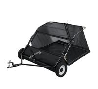 mufojyez 44-Inch Tow-Behind Lawn Sweeper, Adjustable Sweeping Height Leaf & Grass Collector with Dumping Rope, Large Capacity Leaf Collector, Heavy Duty Yard Sweeper for Efficient Debris Removal Blac