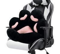 mufojyez Cat Paw Seat Cushion for Gaming Chairs, Soft Fluffy Pillow with Cartoon Heart Paw Print, Ergonomic Office Chair Pad, Lazy Sofa Cushion for Students & Gamers, Pet Bed Resembling Cat Paw Black