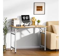 mufojyez Folding Study Desk, No Assembly Required Rectangular Training Table with Spacious Desktop, Ergonomic Computer Workstation, Writing Small Desk, Home Office Small Desk for Students Wooden Colo