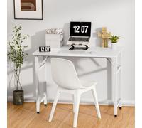 mufojyez Folding Study Desk, No Assembly Required Rectangular Training Table with Spacious Desktop, Ergonomic Computer Workstation, Writing Small Desk, Home Office Small Desk for Students White 40x80