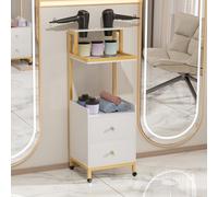 mufojyez Salon Cart, Multi-Functional Tool Storage Cabinet with Open Shelves & Dryer Holder, Hair Stylist Tool Storage Cabinet, Salon Supply Storage Cabinet, Rolling Barber Station Cart for Hair Styl