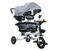 mufojyez Tandem Tricycle for Kids, Double Seat Baby Stroller with Anti-Rollover Design & Shockproof Wheels, Universal Gender-Neutral Tricycle, Portable for Toddlers Ages Under 3, Walking Baby Strolle