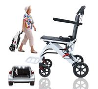 mufsceku Lightweight Foldable Transport Wheel Chair,Portable Folding Wheel Chair with Adjustable Safety Strap,PU Wheels for Adults and Seniors Support 200lbs,Aluminum Alloy Wheelchair Trolleys White